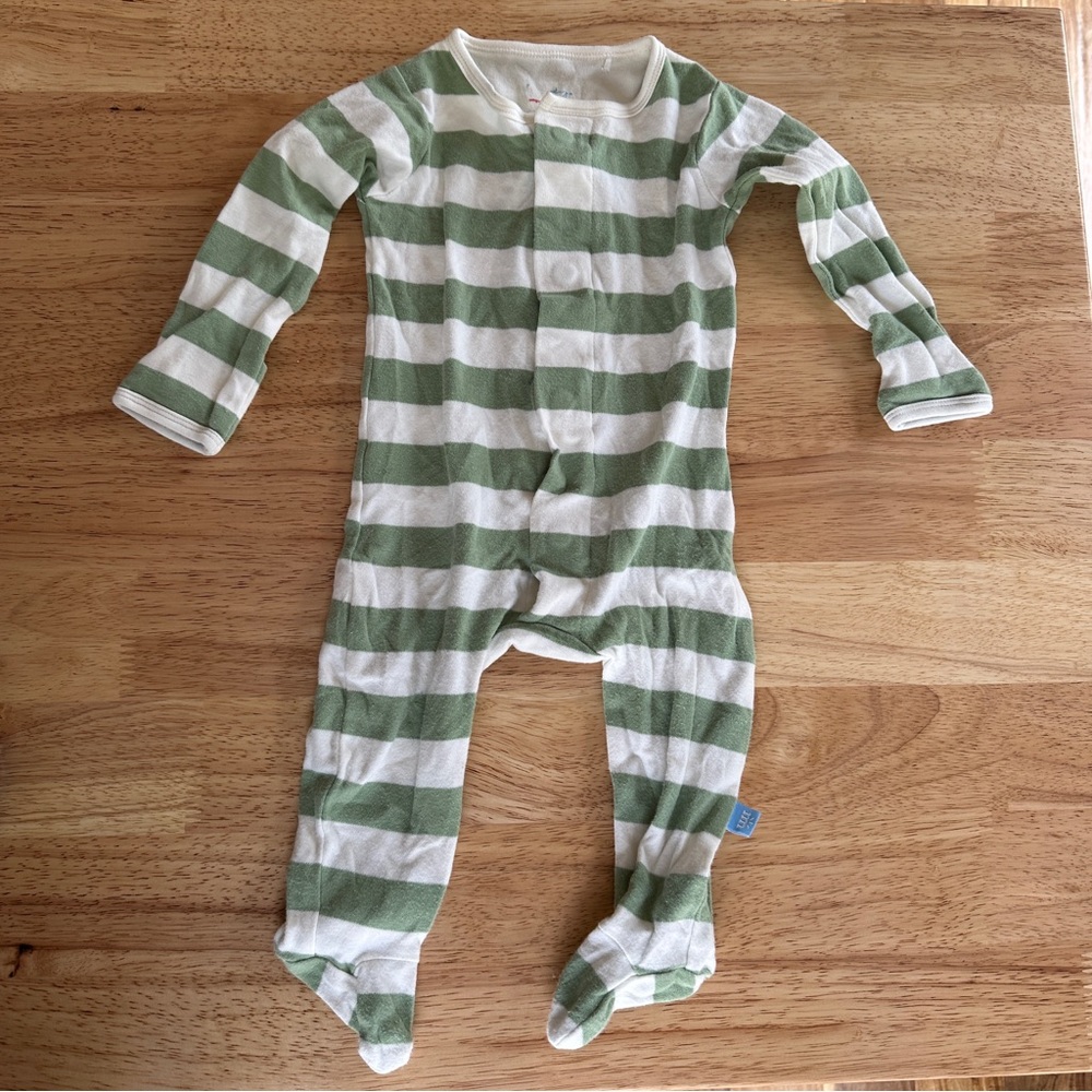 Magnetic Me Green and White Striped Footsie 3-6m